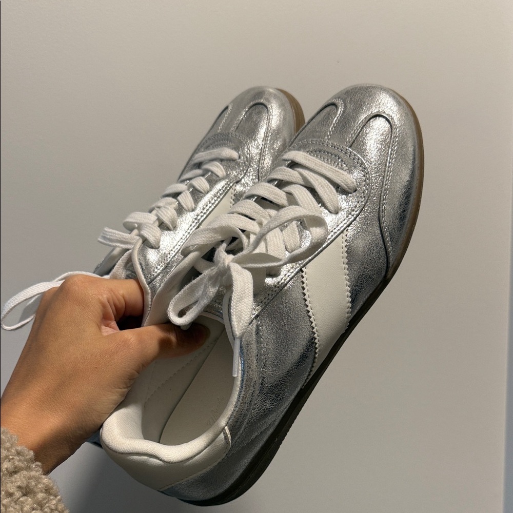 Silver women’s sneakers size 10